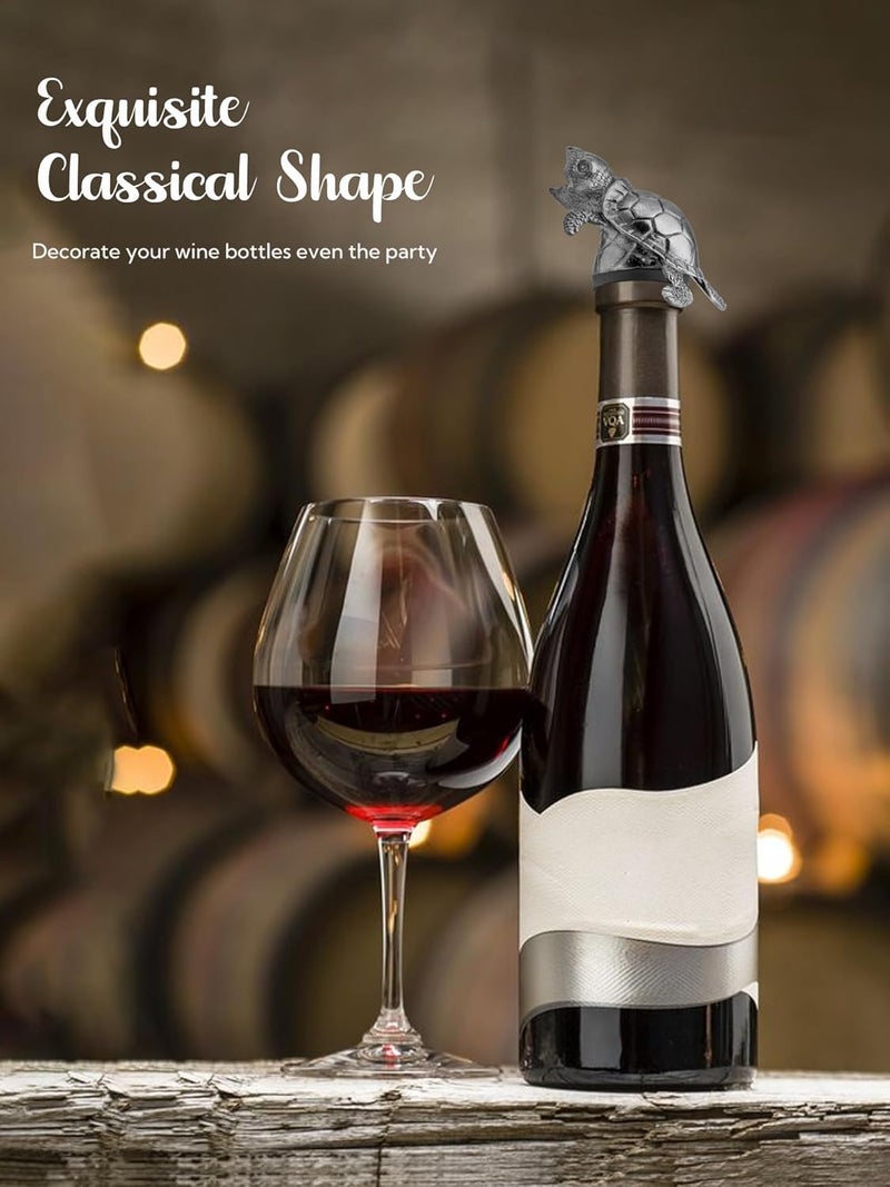 sodknow Sea Turtle Wine Pourer Bottle Stopper, Metal Animal Wine Aerator Spout with Leak-Proof Rubber, Universal Fit for Wine & Liquor Bottles, Drip-Free Turtle Wine Topper Bar Accessory Gifts for Wine Lovers - Image 4